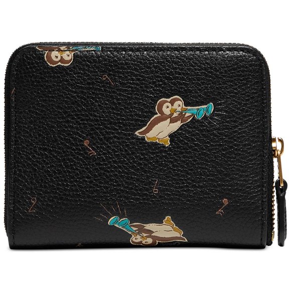 💗COACH NIB Owls Print Small Zip Around Leather Wallet in a COACH GIFT BOX $125 - Picture 6 of 11
